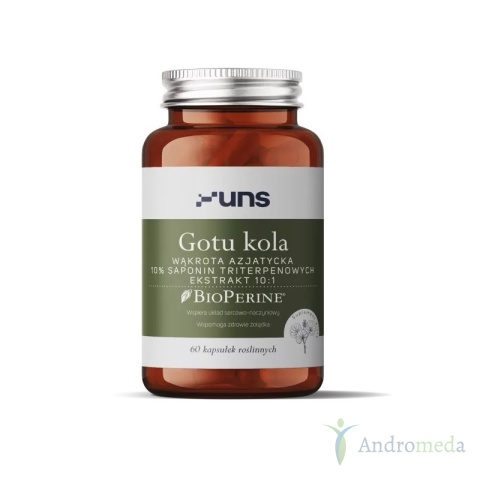 Gotu Kola 500mg 60 Kaps. Uns Wąkrota Azjatycka Bioperine 10% Saponin Triterpenowych Centella Asiatica L.